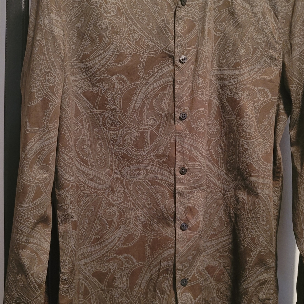 Dark brown paisley print dress shirt